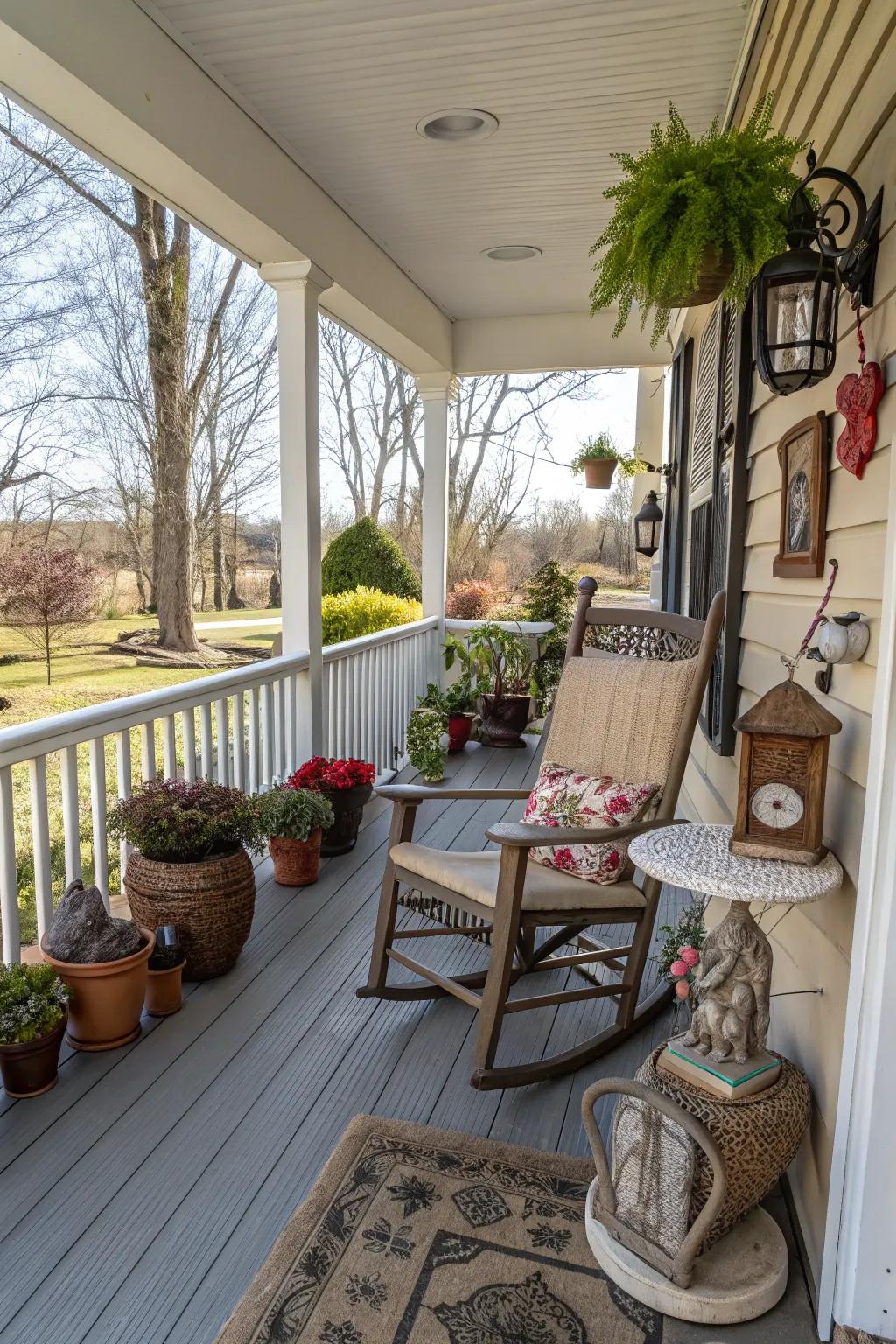 Distinctive ornamental articles infuse character and appeal to your spring veranda.