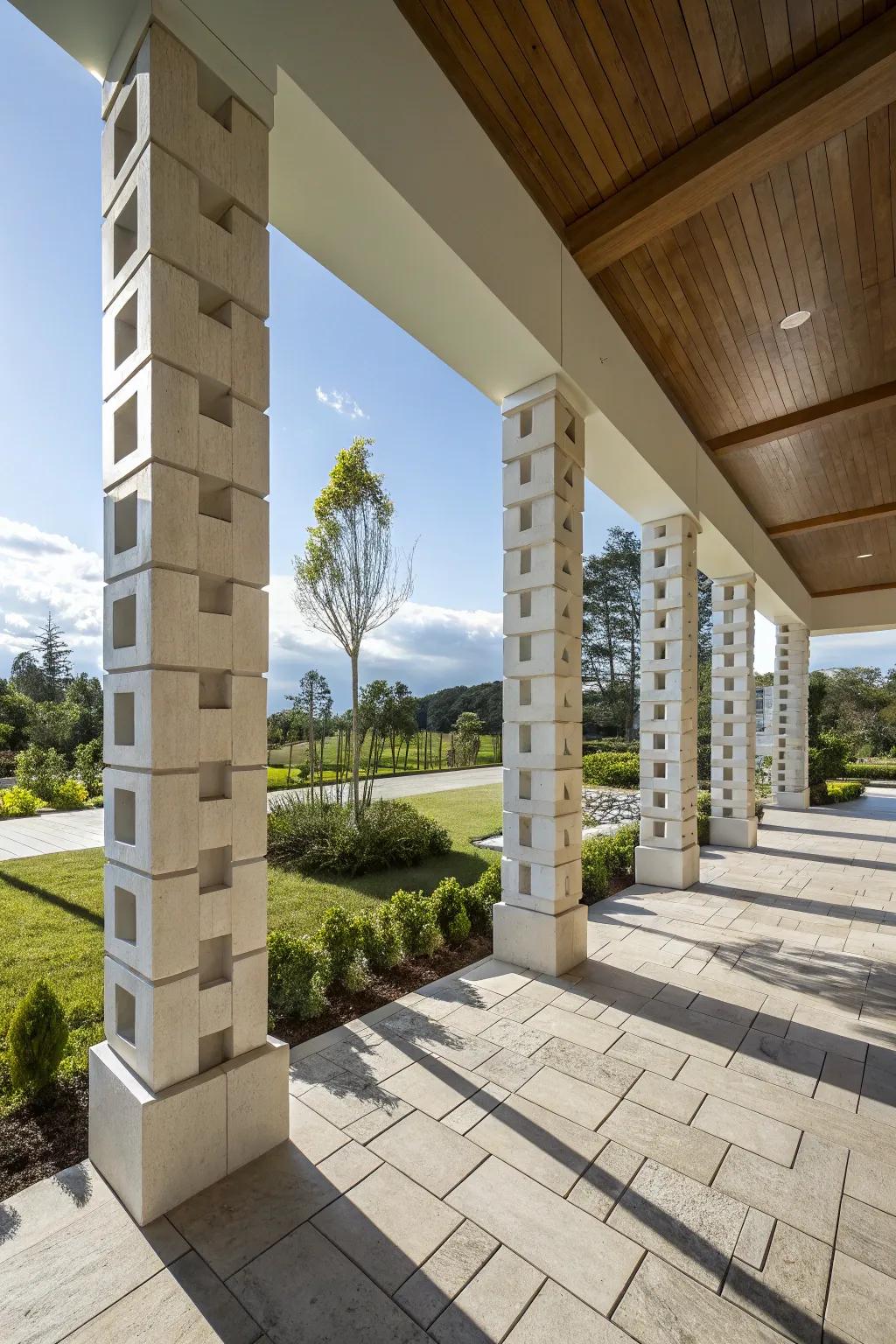 Asymmetrical upright posts offer a modern, artistic flair.