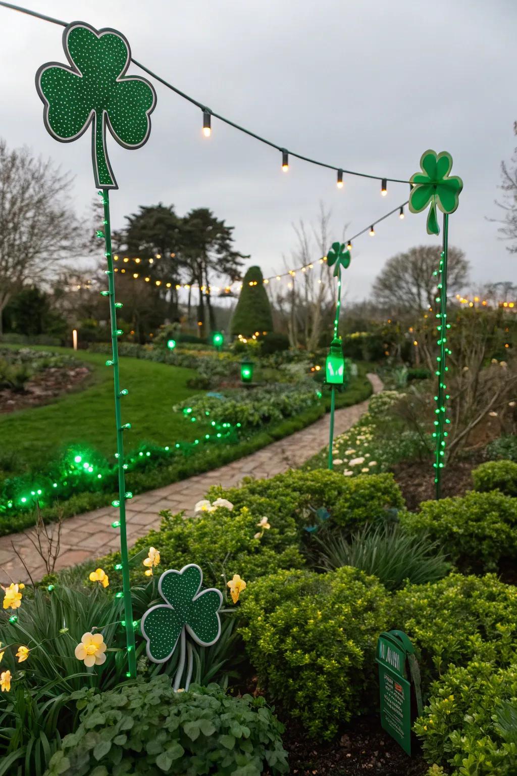 Illuminate your garden with whimsical St. Patrick's Day ornaments.