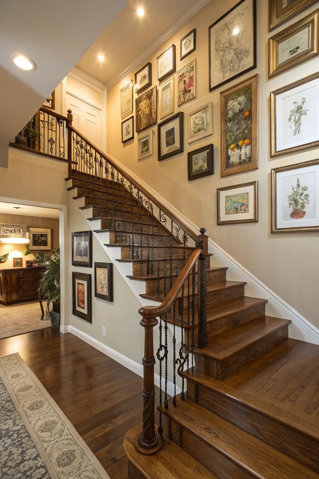 An art display can personalize your staircase and make it a focal point.
