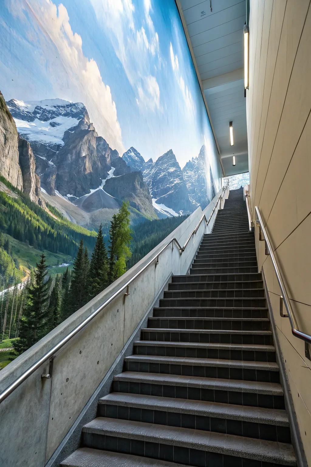 With this mural, you may embrace the splendor of mountains.