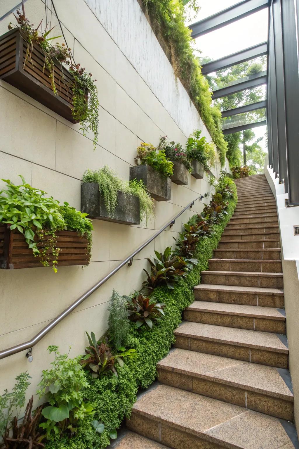 Bring life to your stairway with beautiful plant decor.