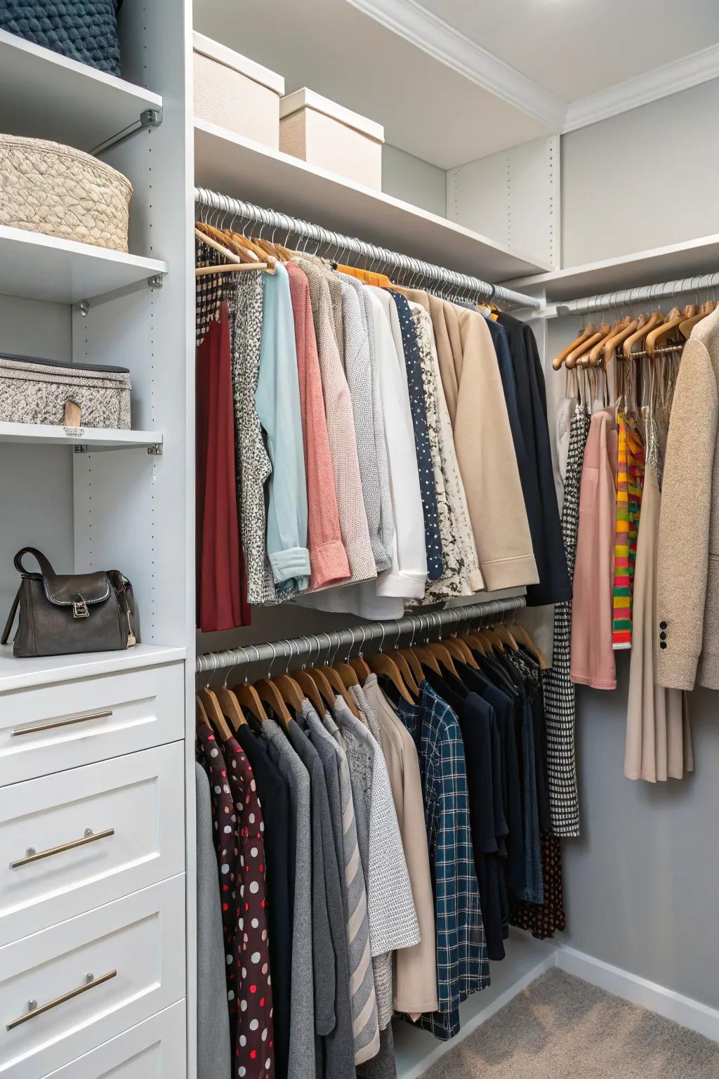 Personalize your closet with adjustable hangers for best storage.