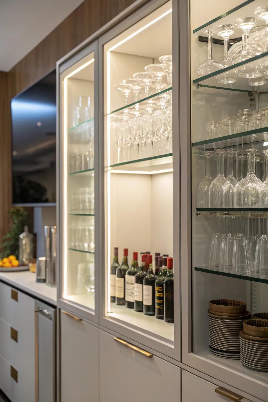 Dividers keep glasses from clinking and maintain organization.