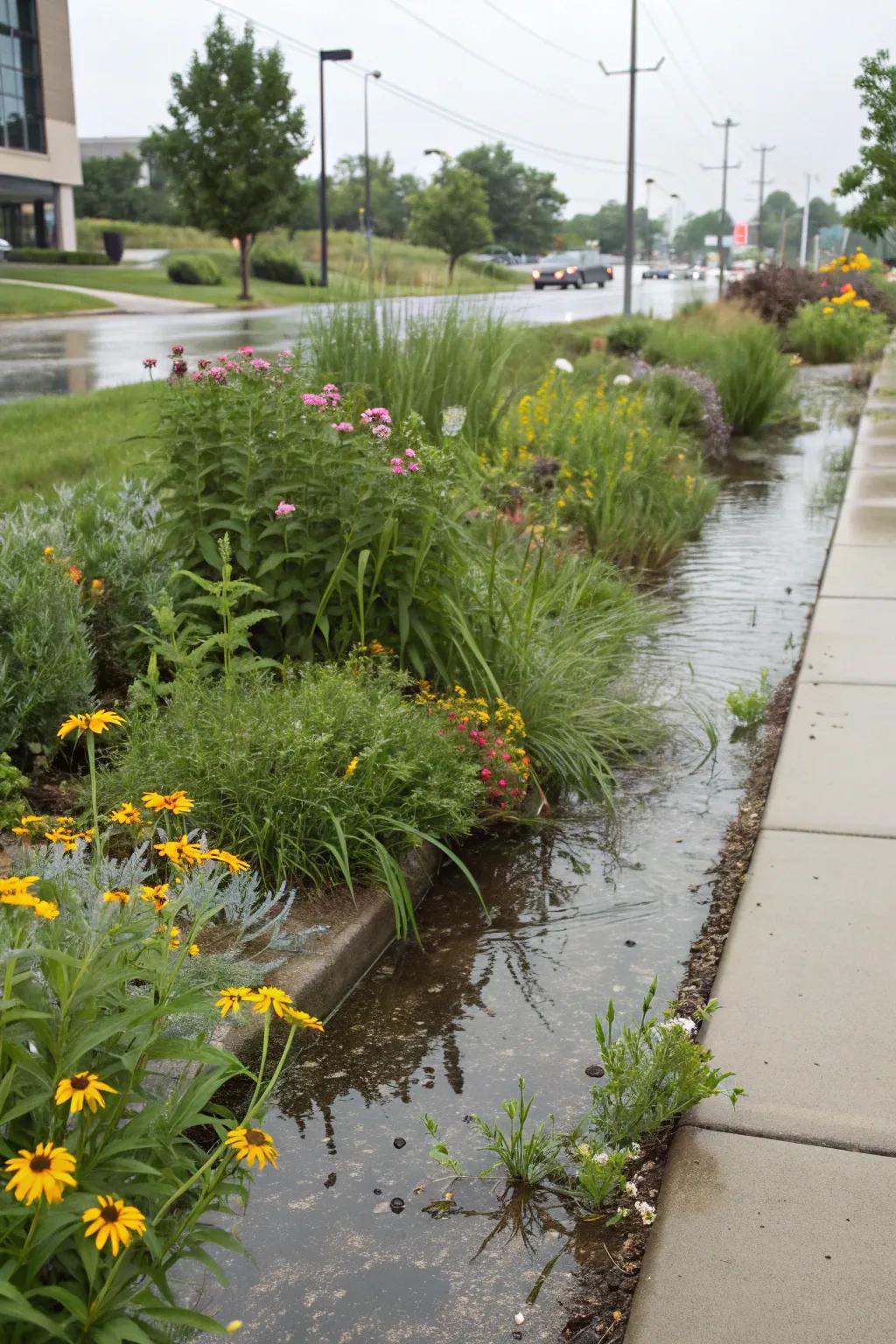 A stormwater garden is a green way to manage drainage and add plant life.