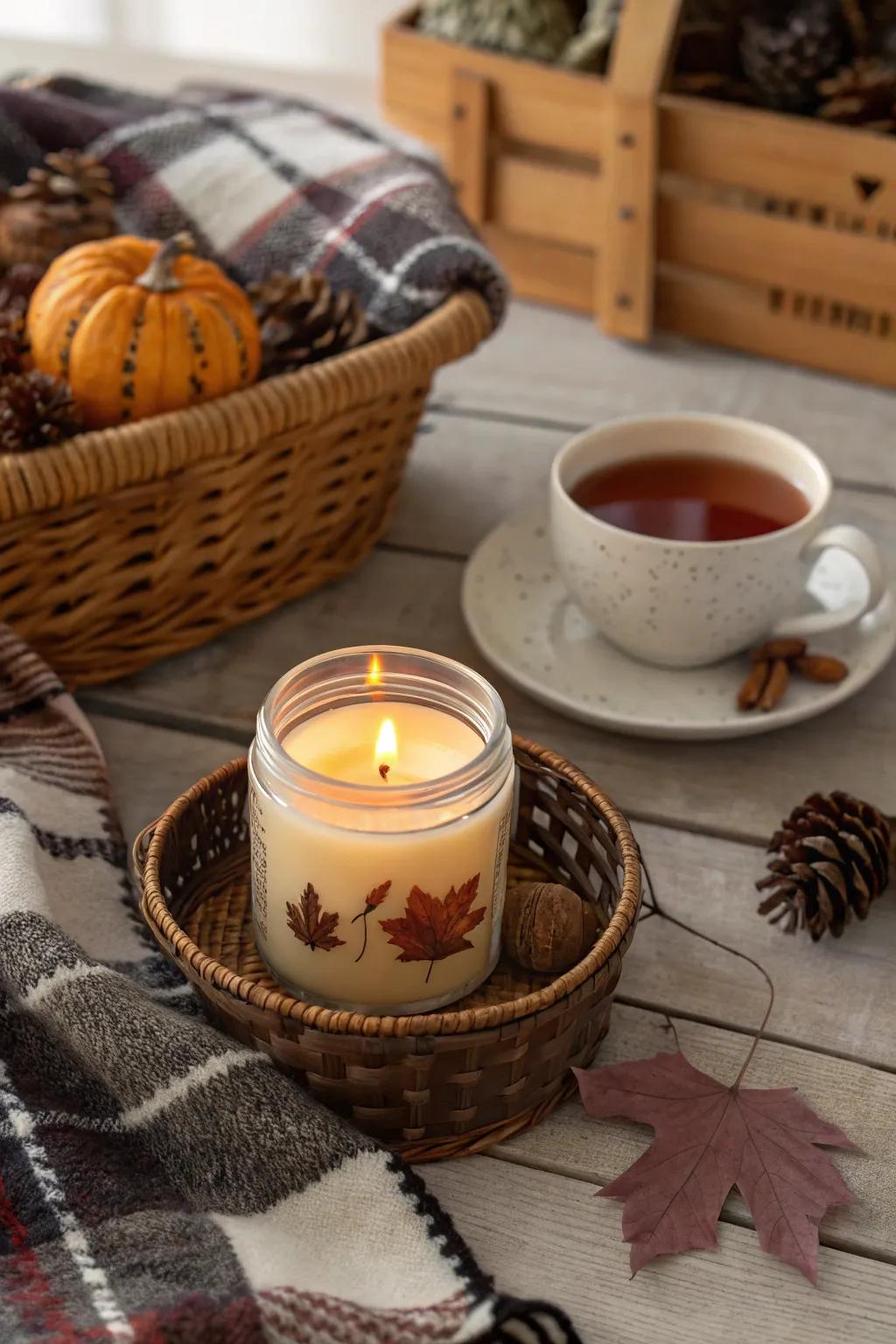 Scented candles add a warm and inviting aroma.