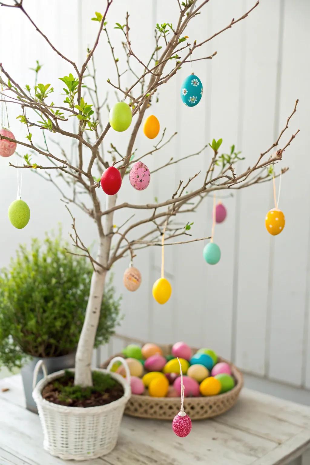 A whimsical egg tree to celebrate Easter.