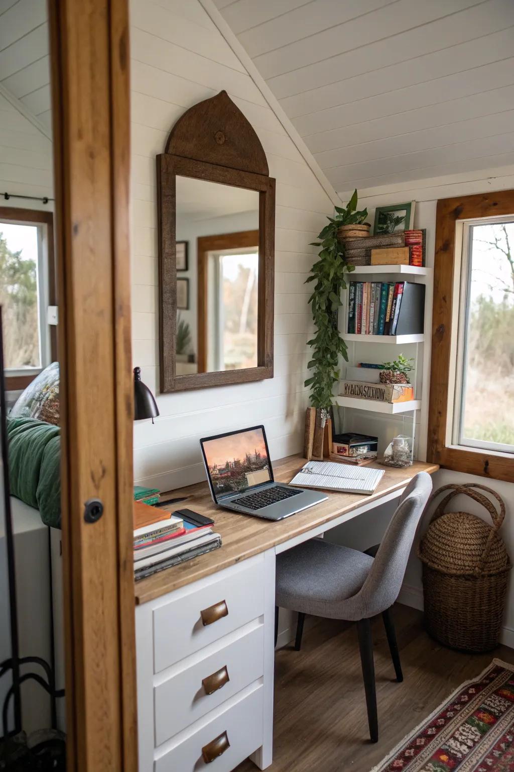 Mirrors can make a small space look bigger and brighter.