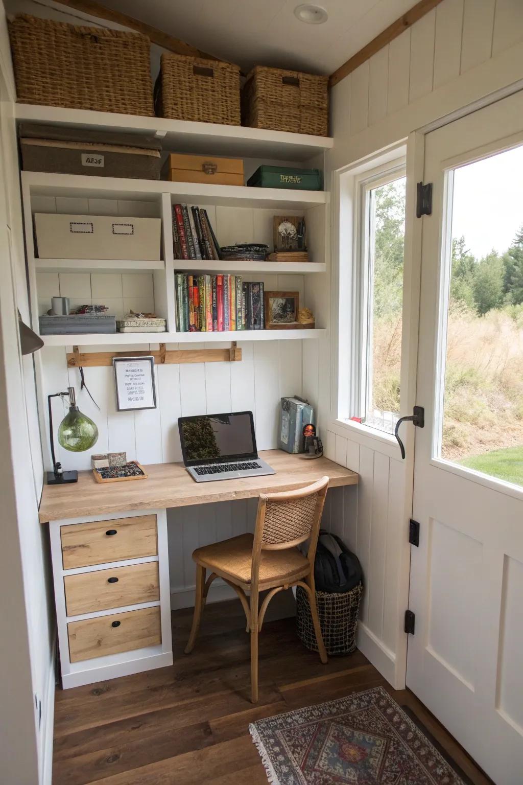 Closet offices provide privacy and practicality, tucked away in your home.