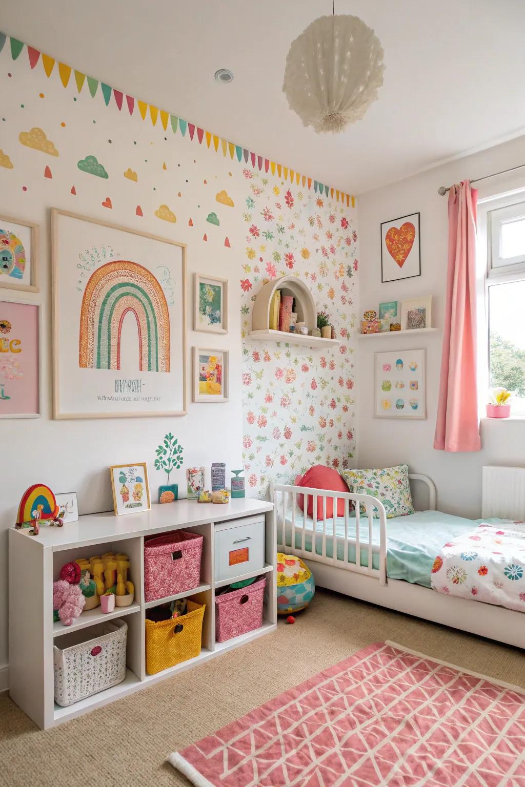 Fun wall art sparks joy and creativity.