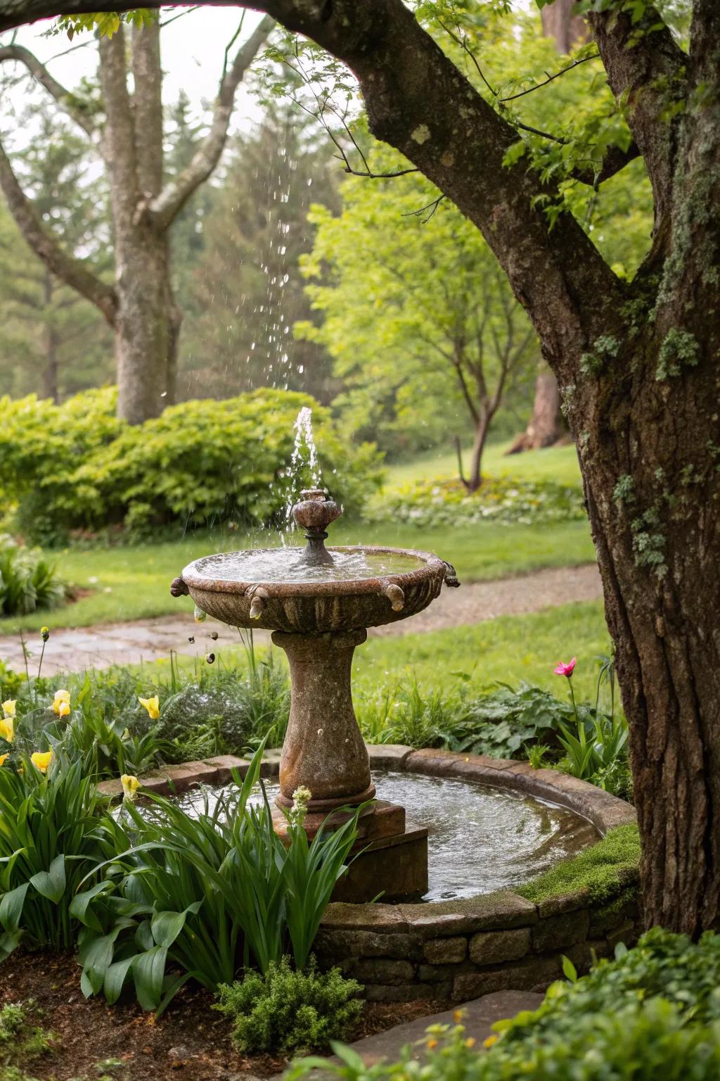 Water features instill tranquility and draw wildlife.