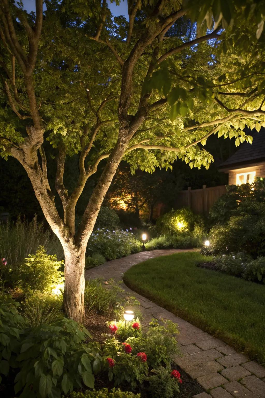 Disguised fixtures create seamless garden lighting.