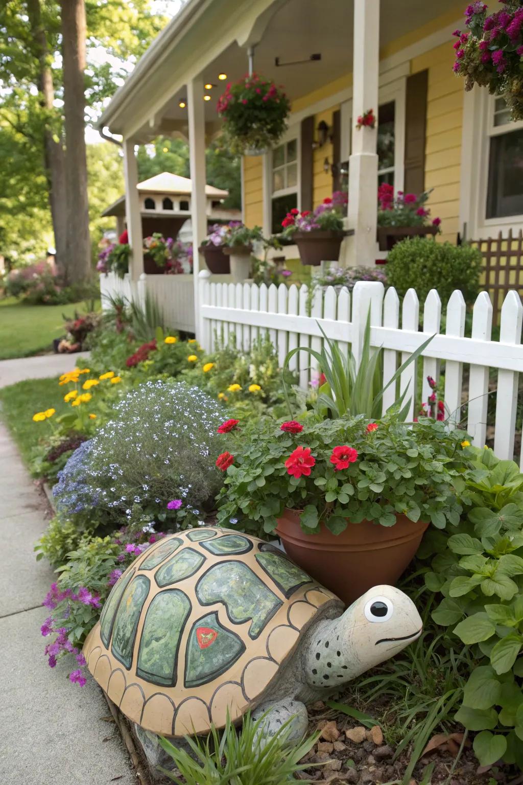 Quaint garden décor contributes charm and uniqueness to your tropical backyard.