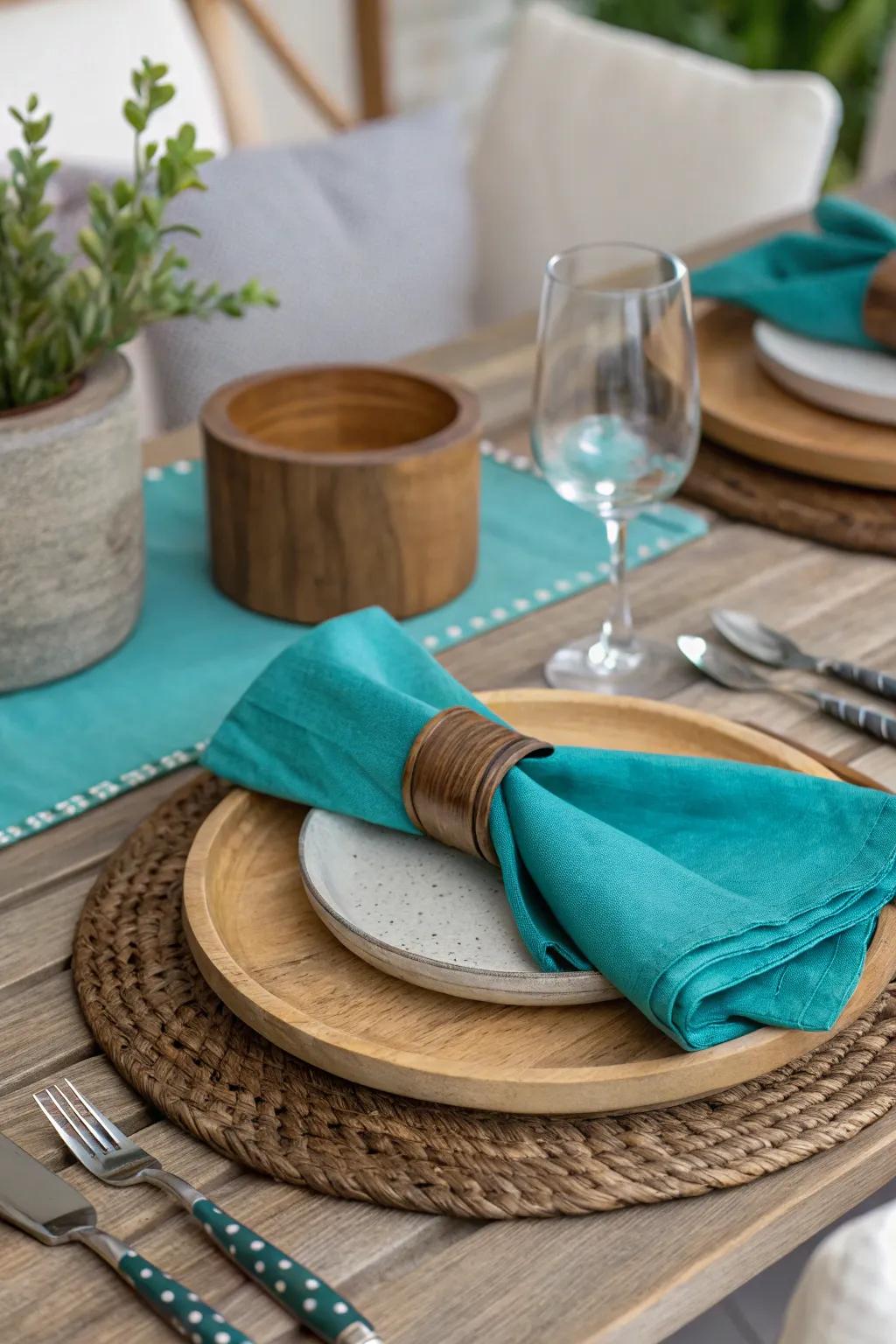 Mixing materials introduces texture and depth to your aqua decor.