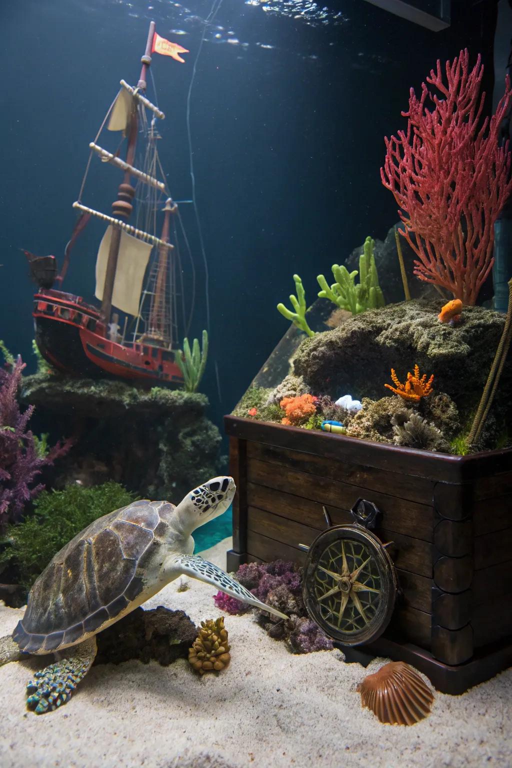 A themed tank includes a unique narrative and charm to your turtle’s habitat.