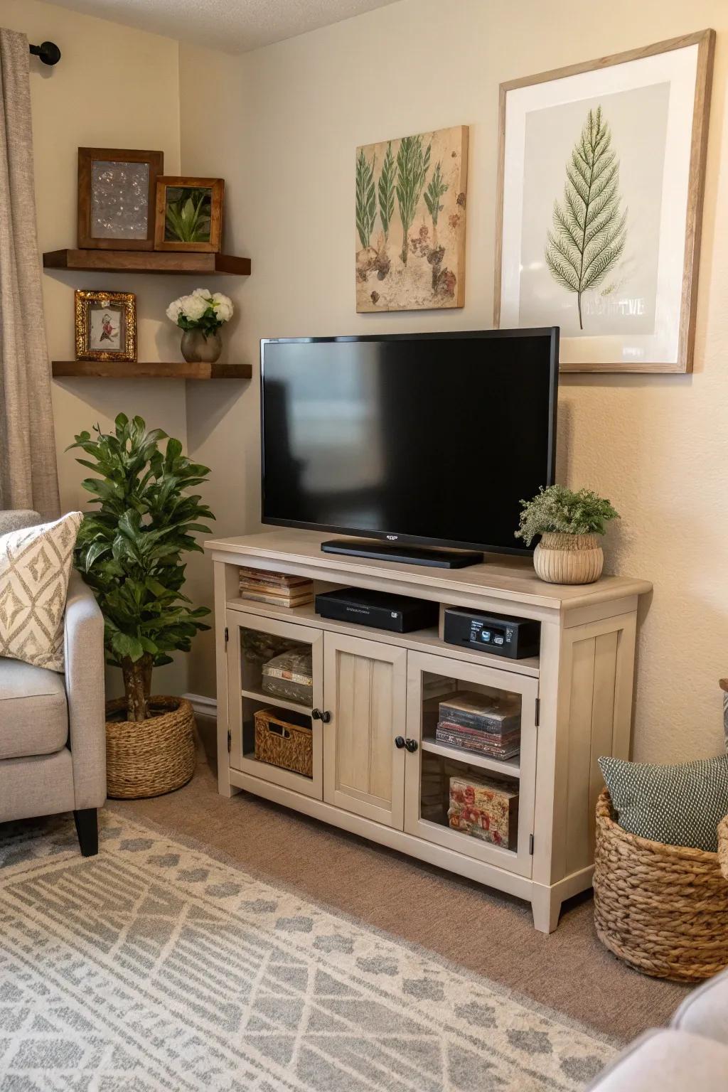 Angle stands cleverly utilize area while adding charm.