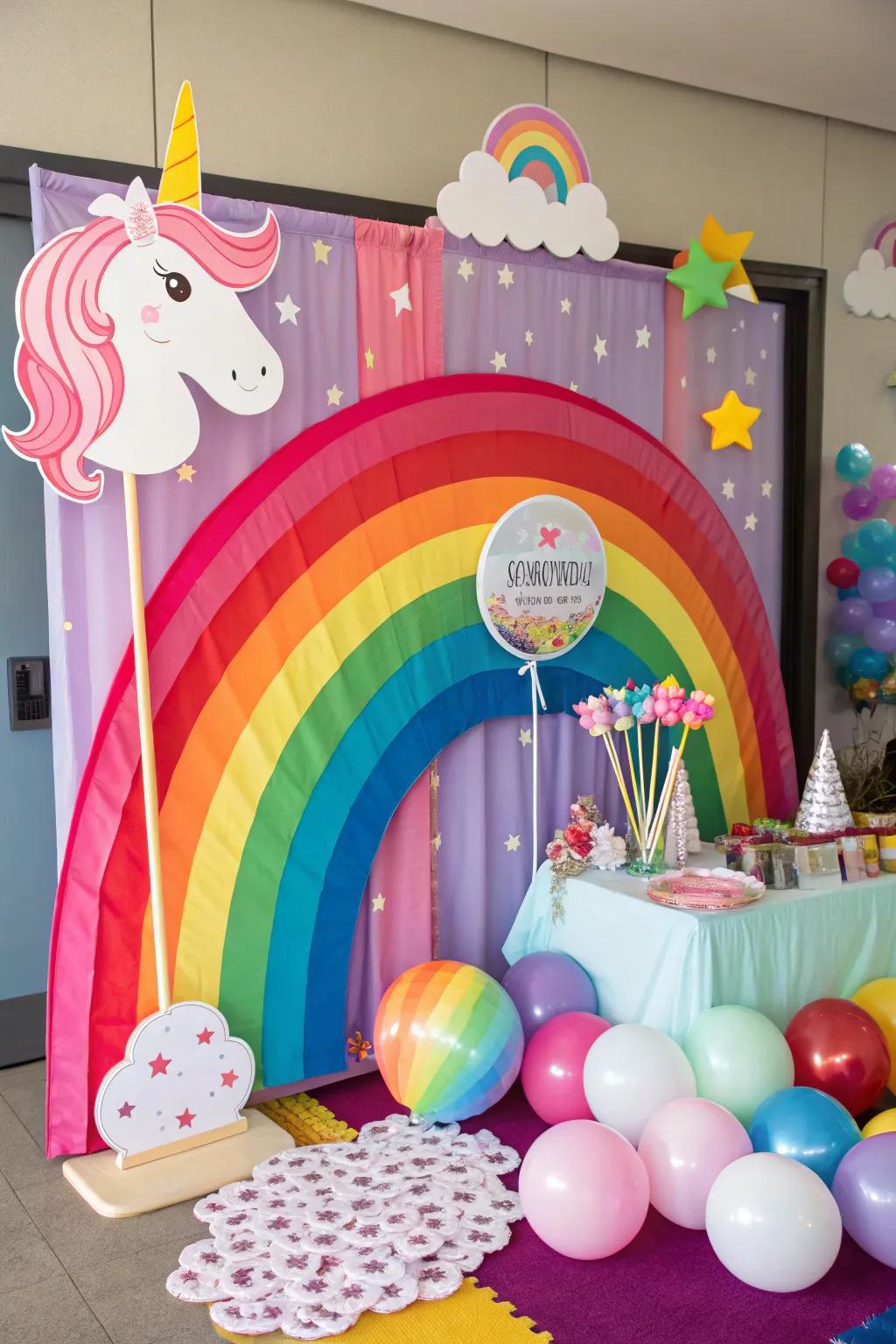 Capture magical instances at a unicorn-themed photo corner.