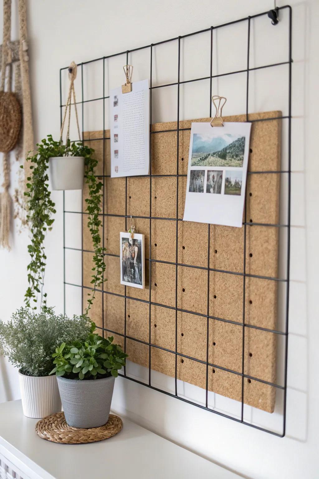 Elevate your workspace with a chic cork and wire mix&mdash;where style meets organization.