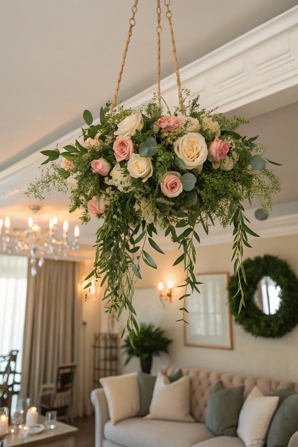 A beautiful overhead bloom installation.