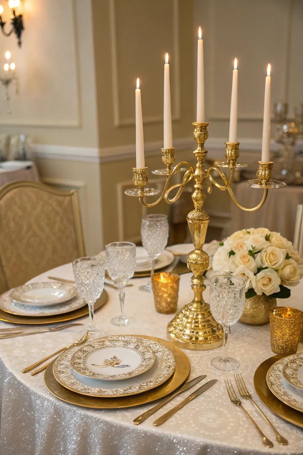 Golden accents add a hint of luxury to the table.