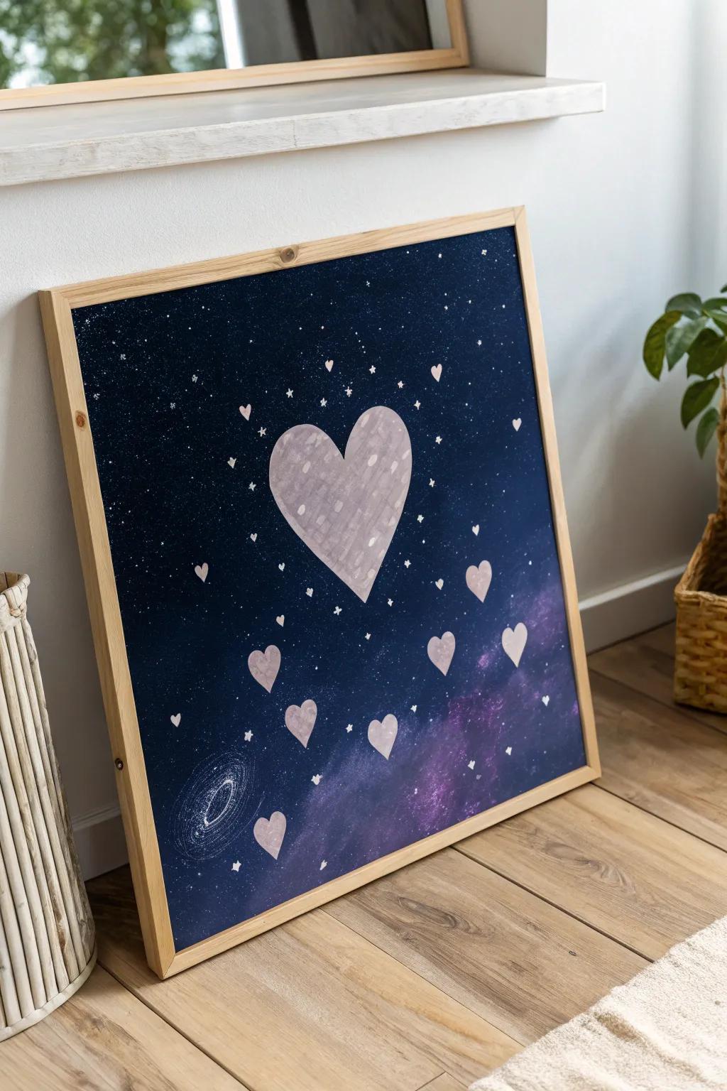 Find affection among the stars with our enchanting heavenly heart canvas, ideal for a refined Valentine's Day highlight.