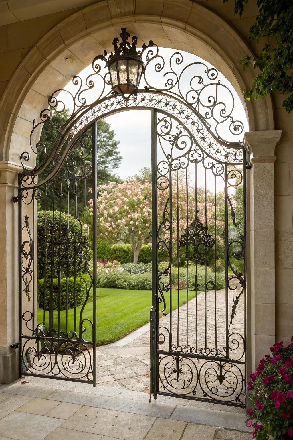 A refined iron portal offering timeless sophistication.