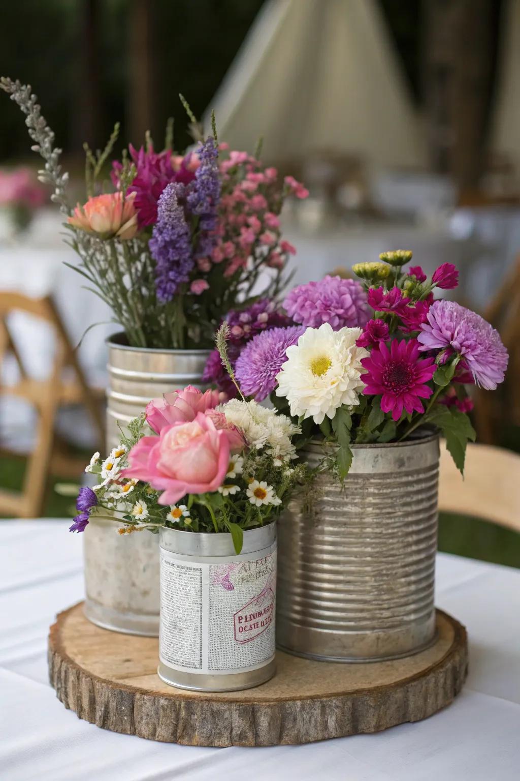 Vintage tin containers adding a nostalgic charm.