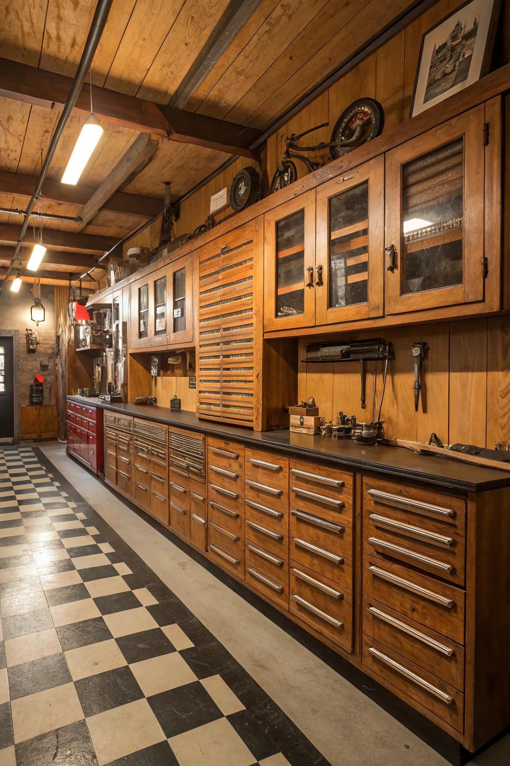 Retro storing options mix style and practicality.