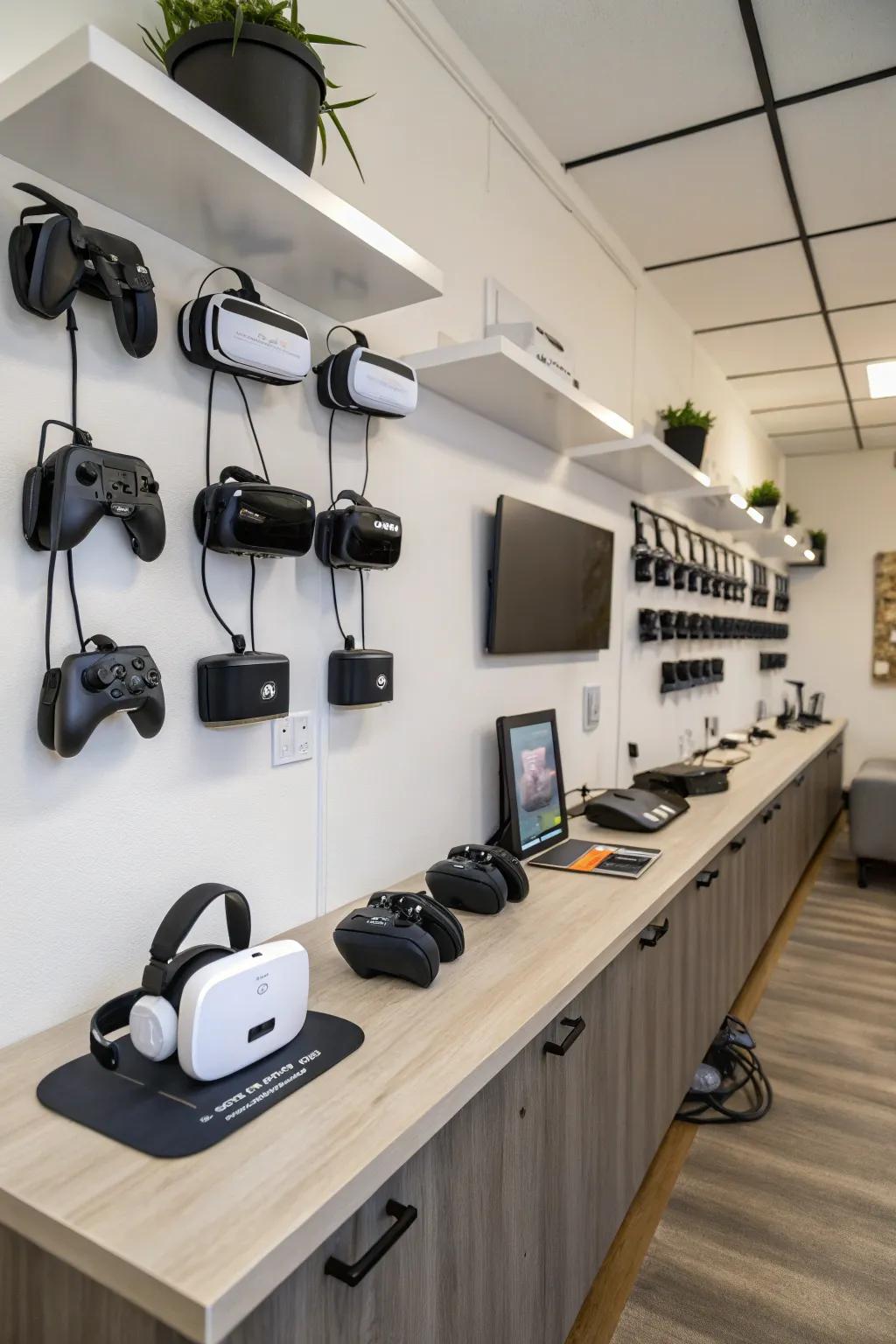Keep your VR gear organized and where you can easily reach it.