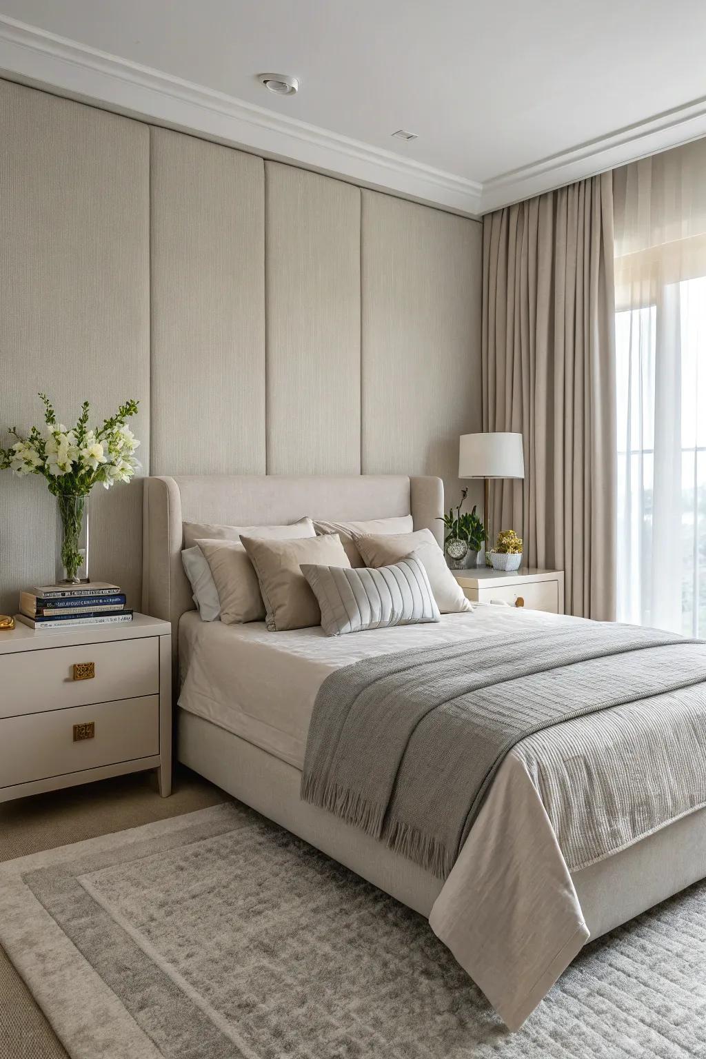 Earthy tones make for a peaceful and sophisticated bedroom.