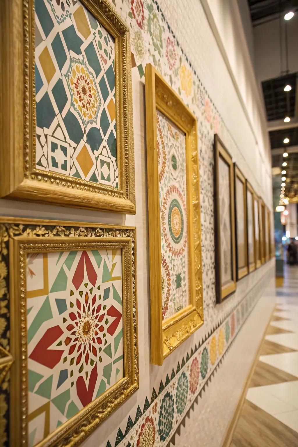 Accents highlight wall design beauty.