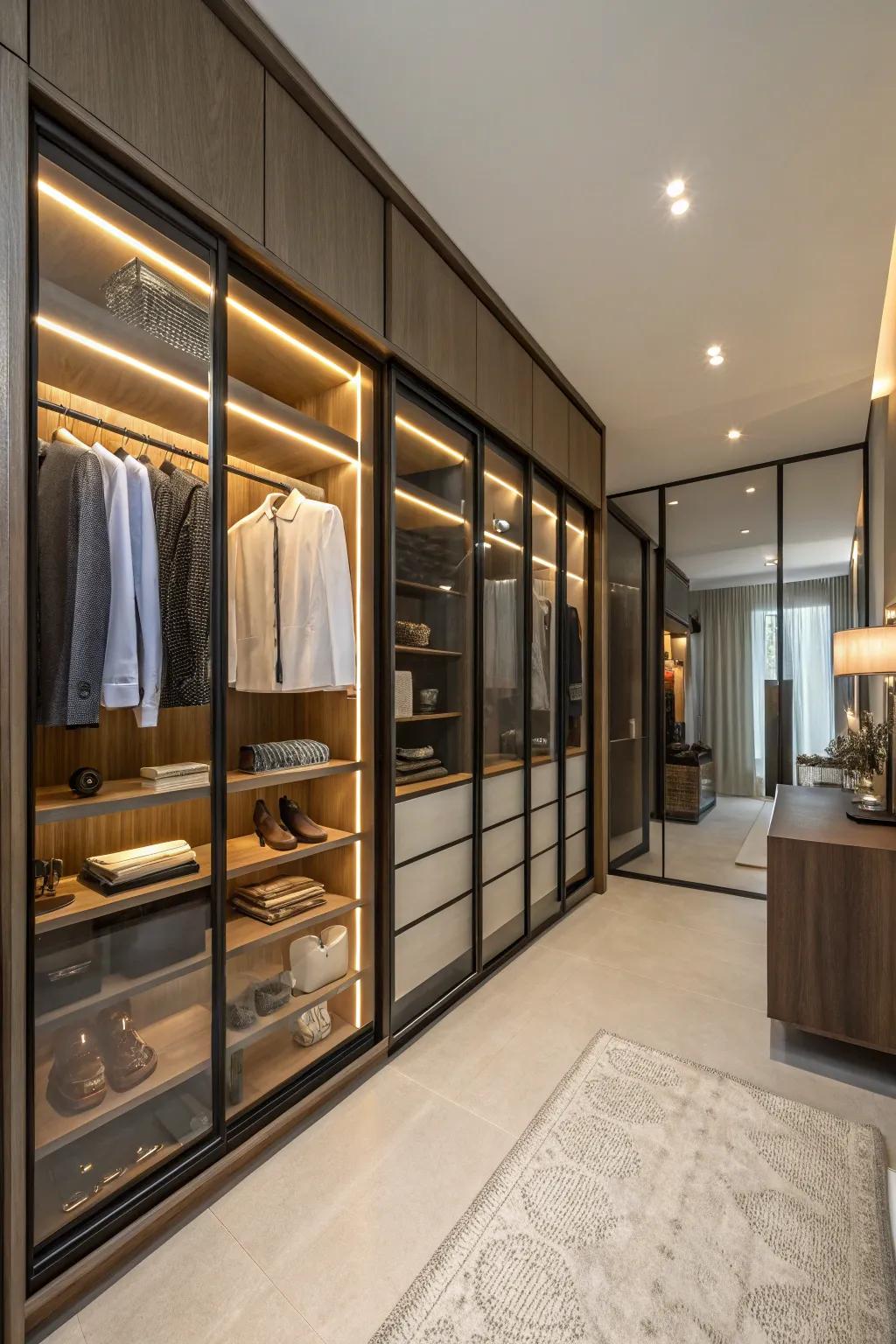 A walk-in closet delivers a deluxe and accessible storage engagement.