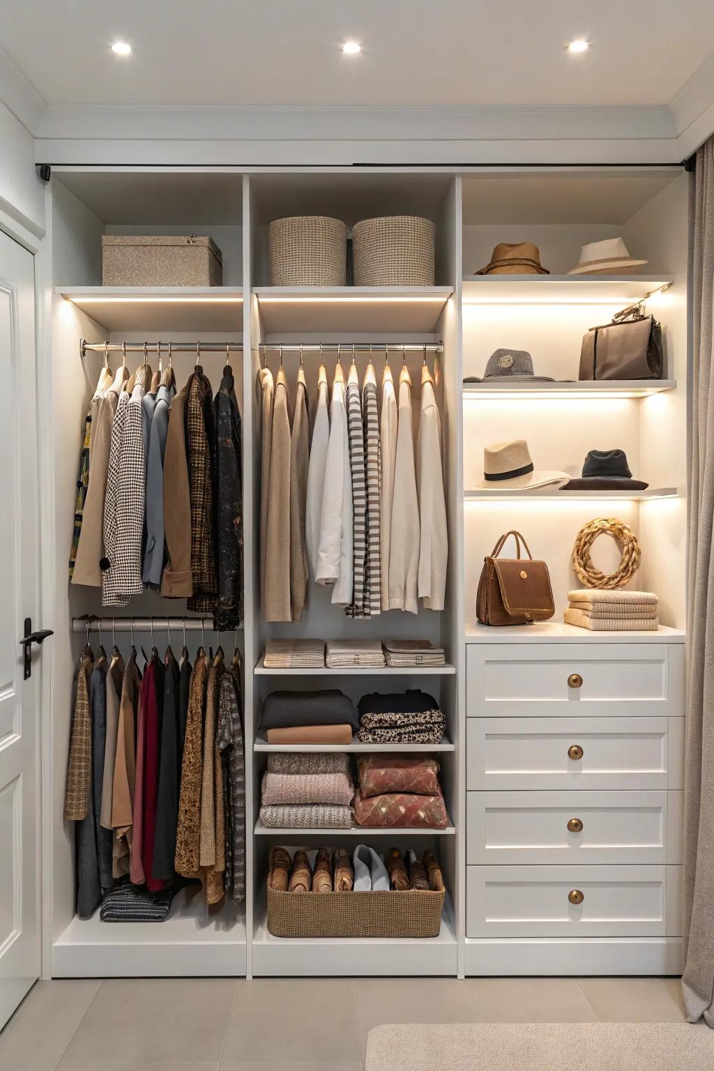 Accessible wardrobe layouts blend accessibility with contemporary design.