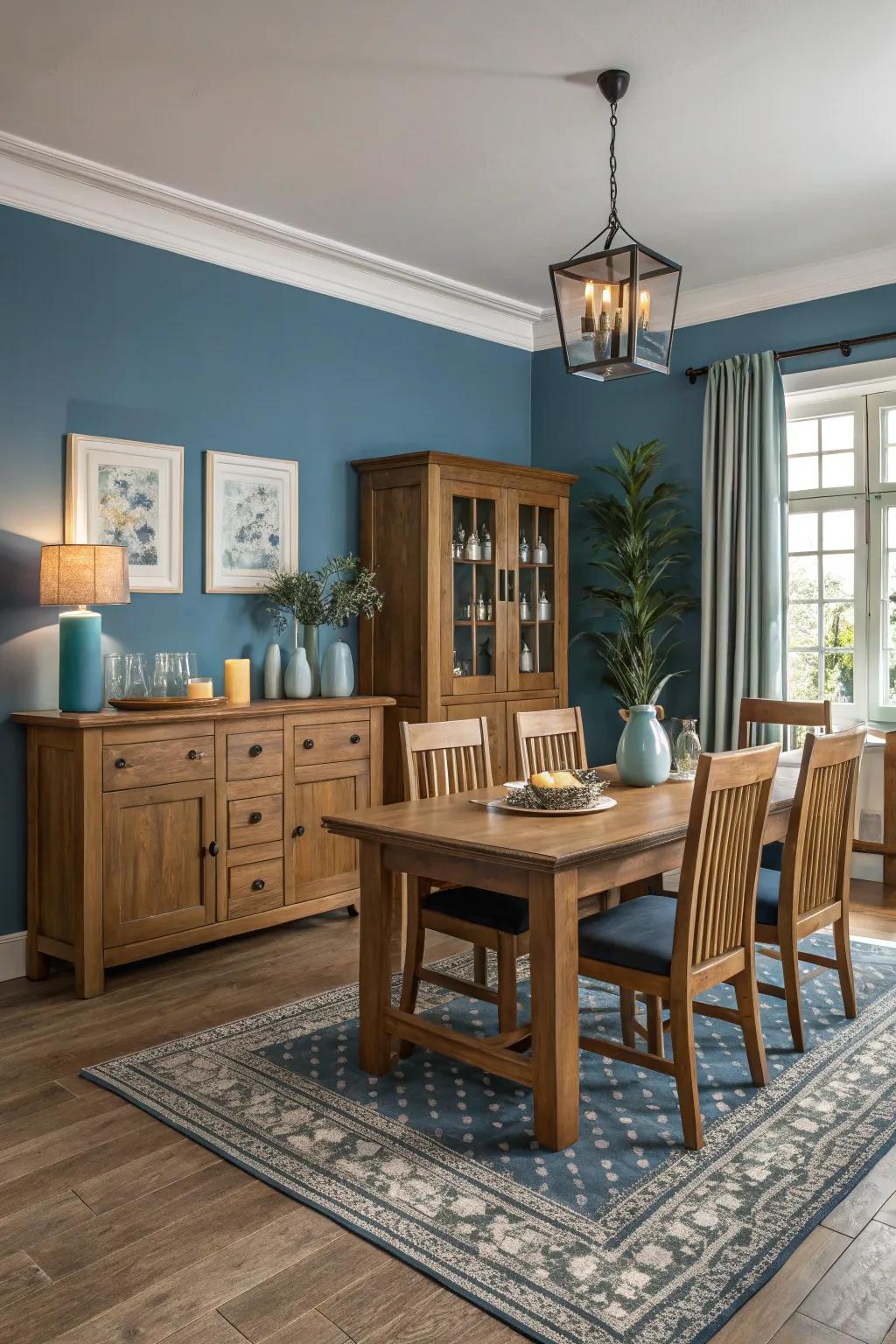 Achieve a cohesive look by matching furniture with your cerulean finish.