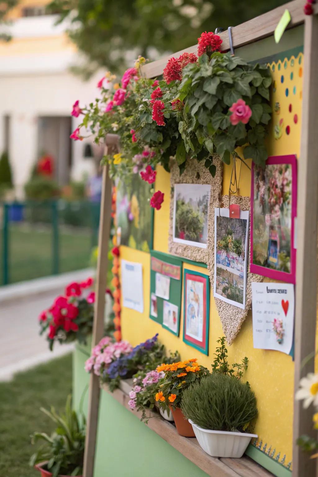 A landscape-themed board to show growth and education within the learning space.