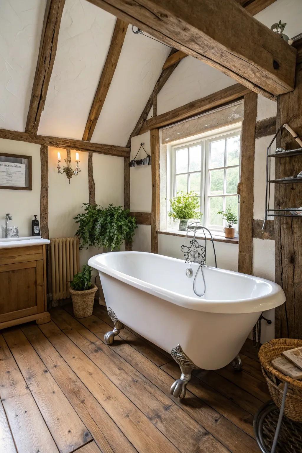 A clawfoot tub contributes classic grace and comfort.