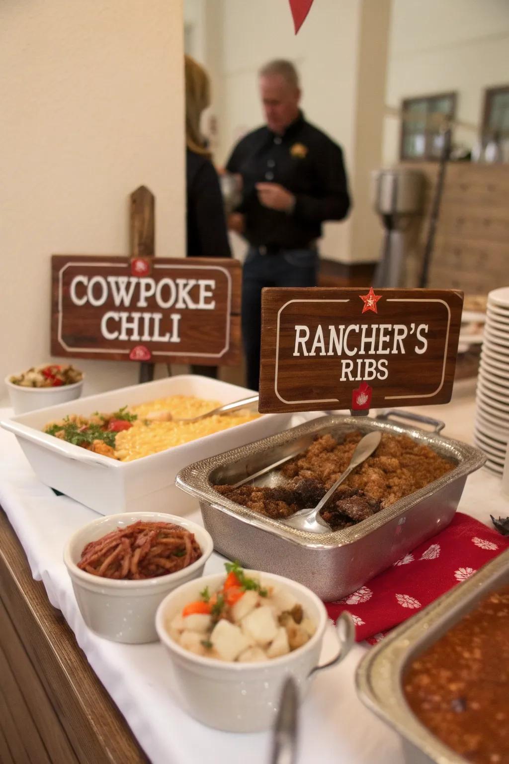 Western-themed food names keep your menu on theme.