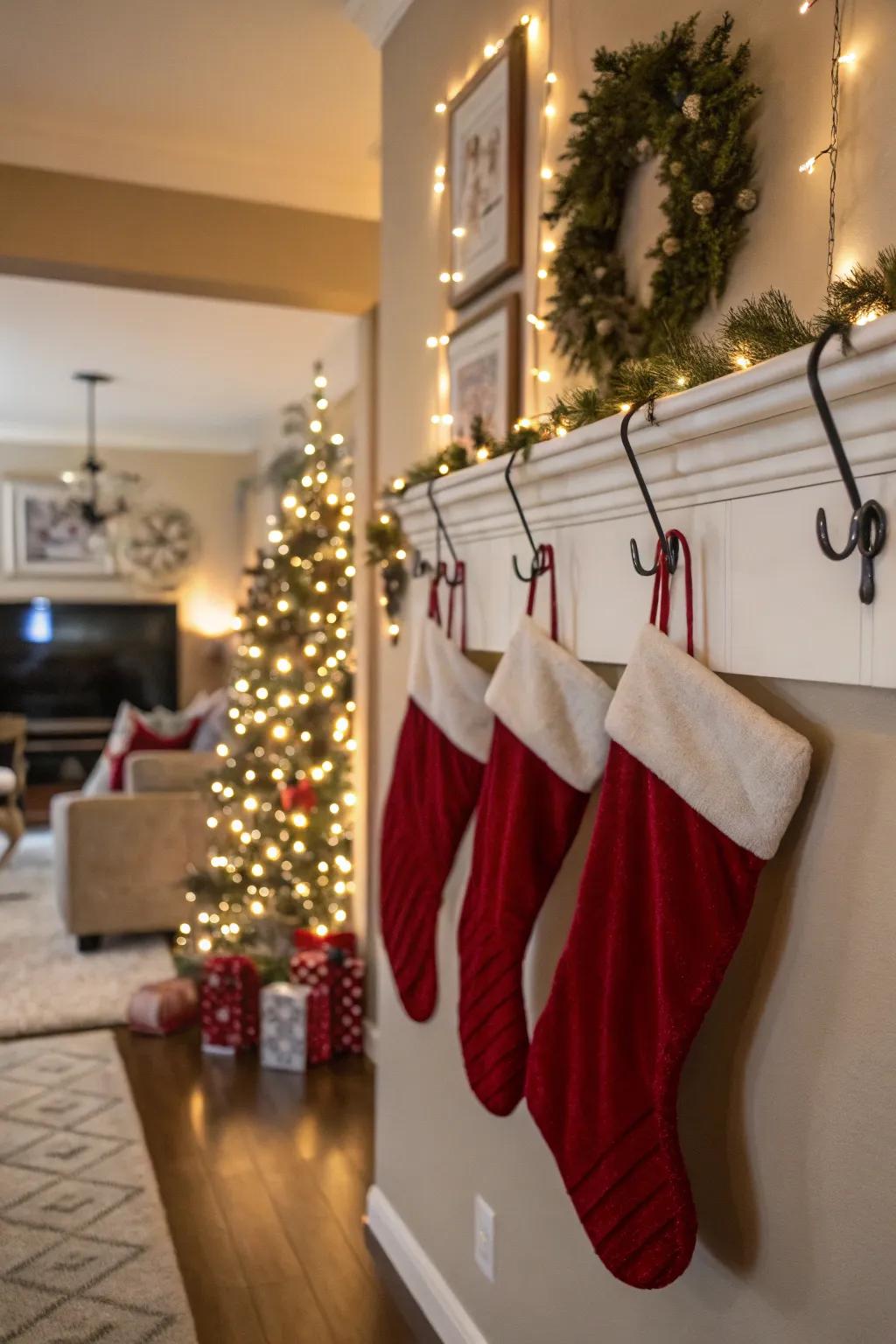 Wall hooks provide a flexible option for stocking displays.