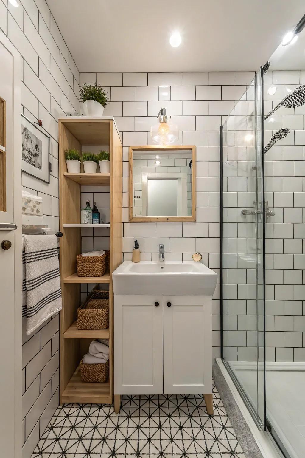 White tiles render practical design stylish and efficient.