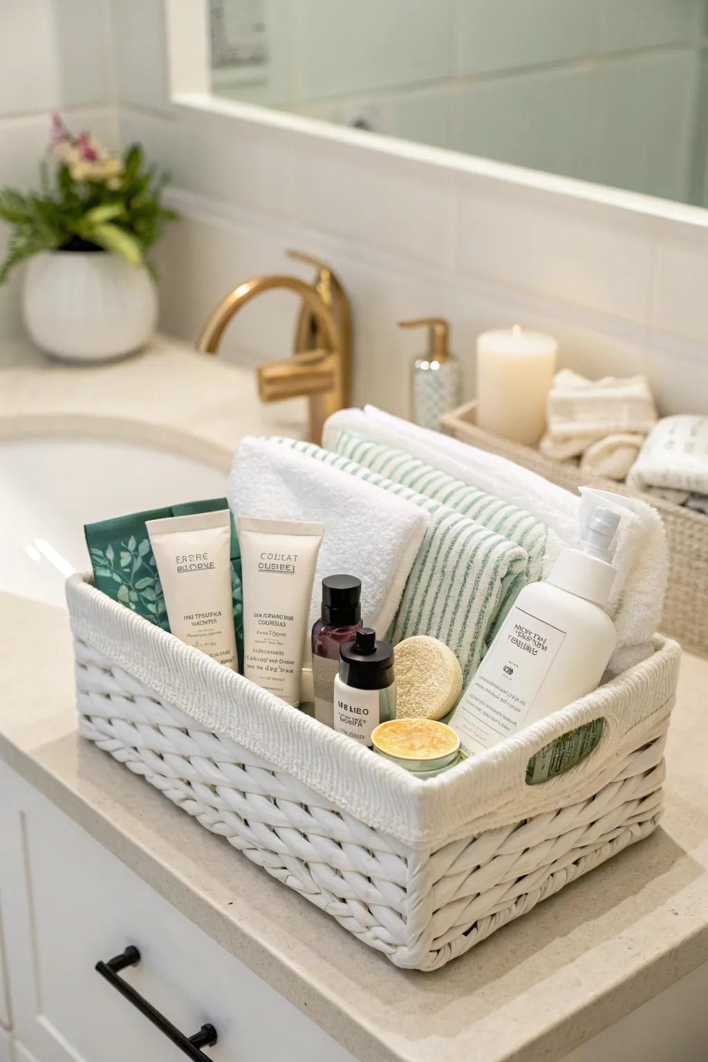 A morning radiance musts white gift basket, your ticket to beaming skin every day.