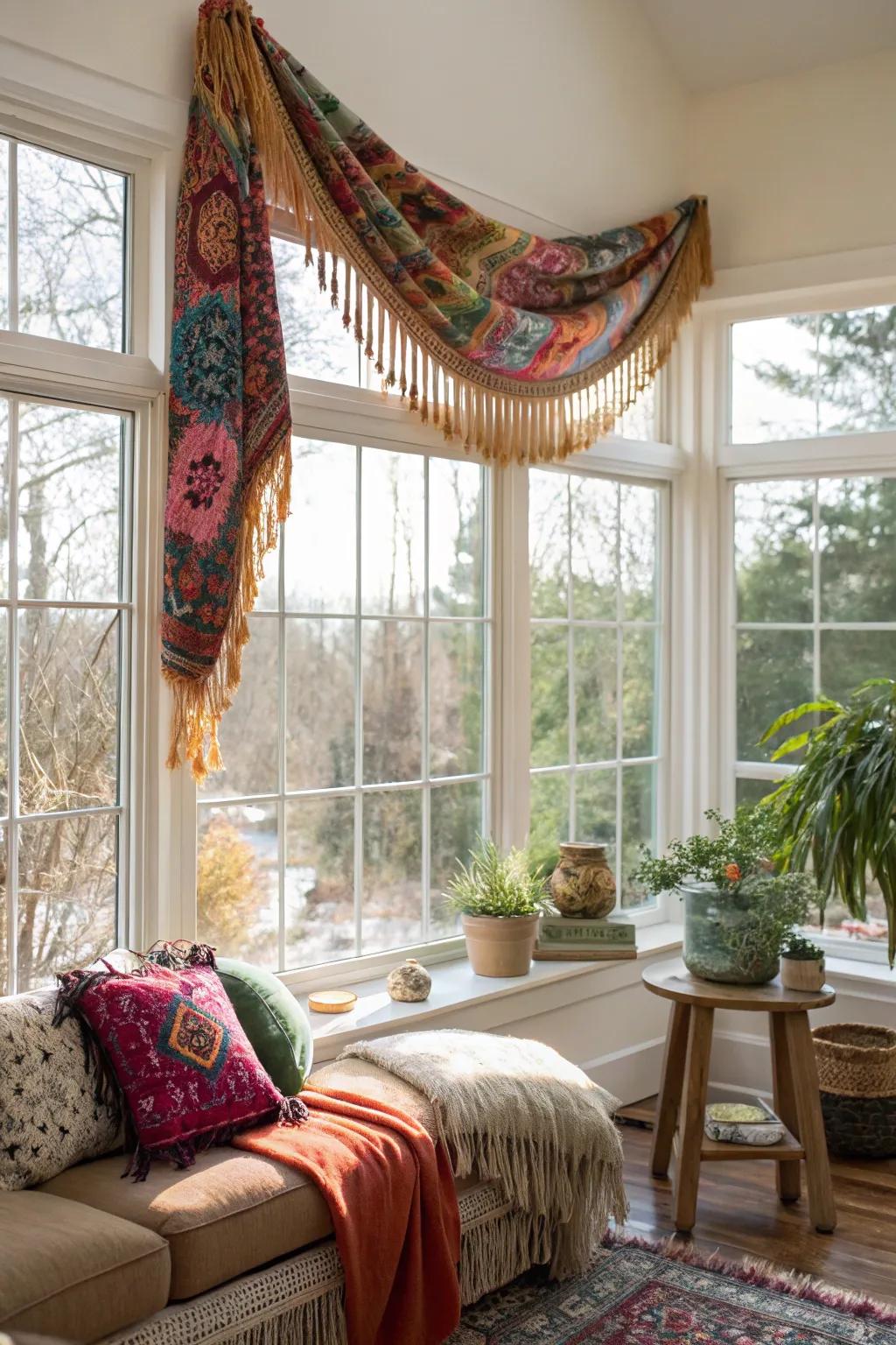 Bohemian chic presented via vibrant fringes.