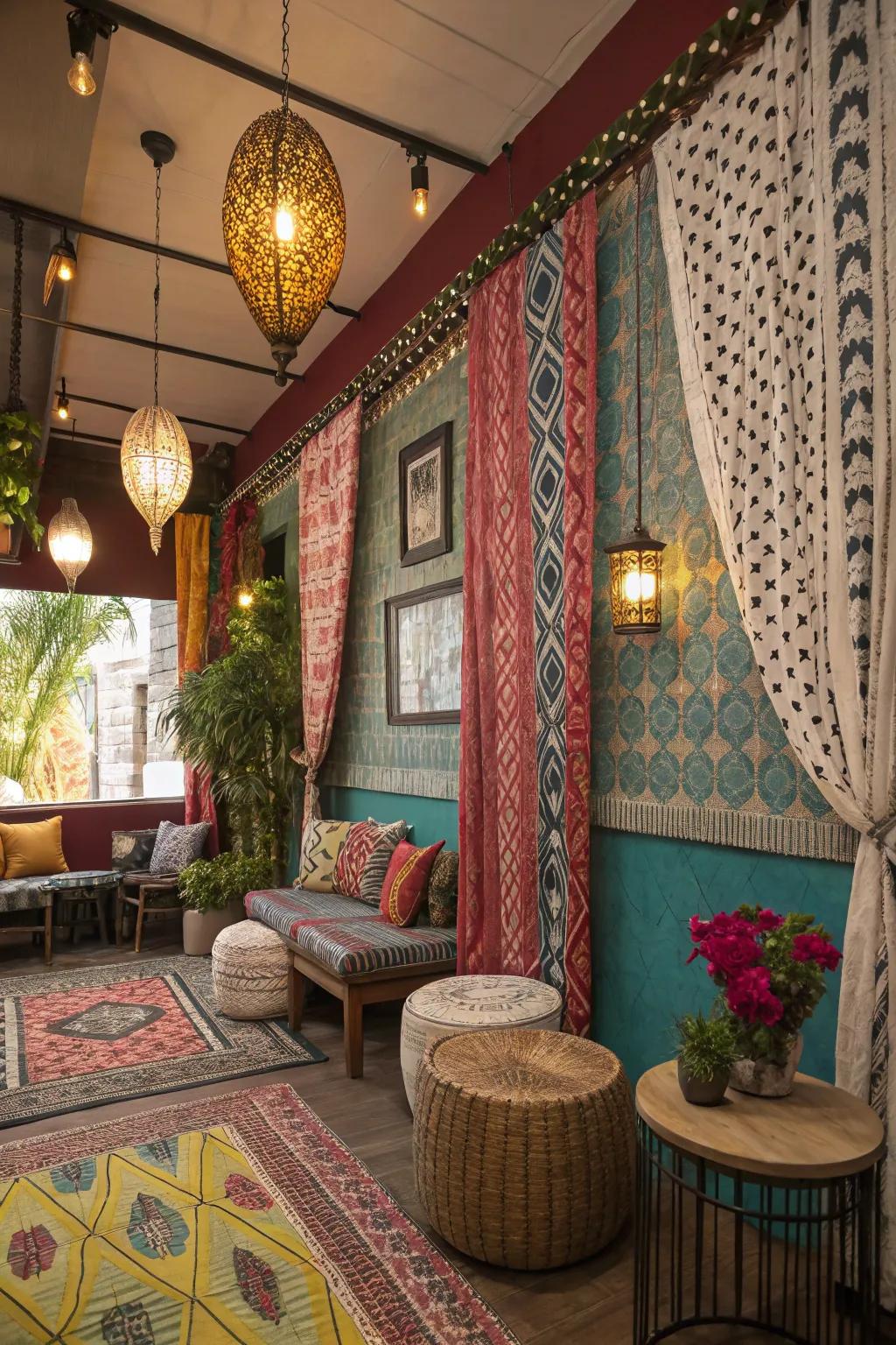 Create a diverse ambiance by using exciting, patterned toppers.