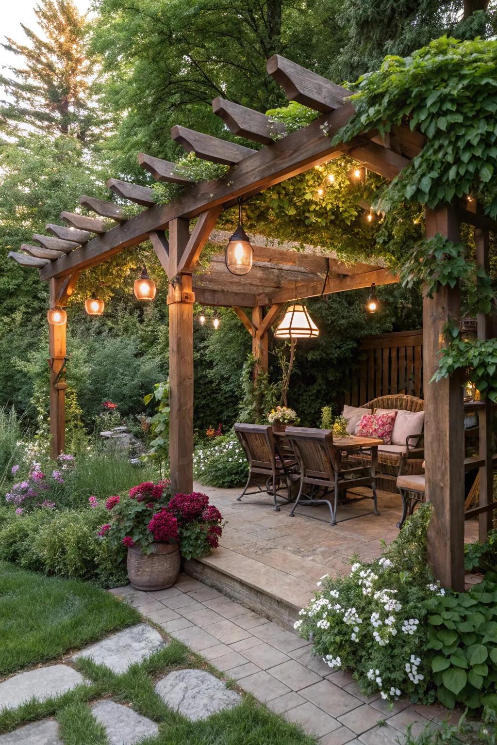 Establish a shaded getaway with a timber pergola.