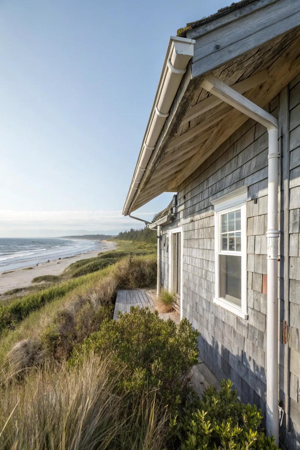 Weathered gray soffits bring a seashore vibe to any abode.