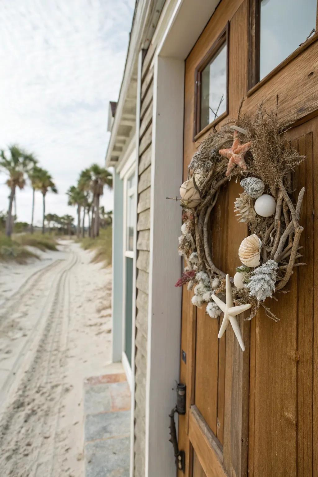 A wreath capturing the essence of seaside tranquility.