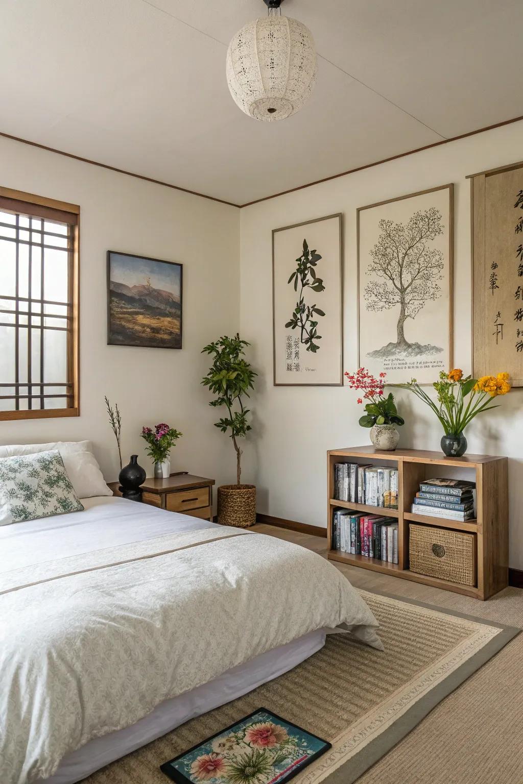 Personal touches fill the room with individuality and warmth.