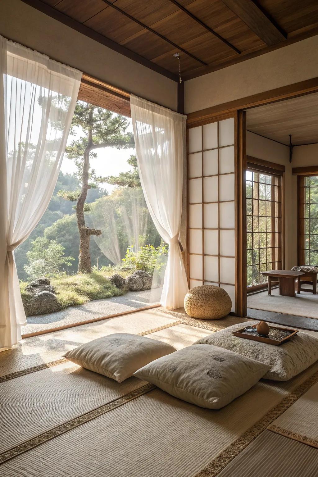 Natural light brightens the space, creating a serene atmosphere.