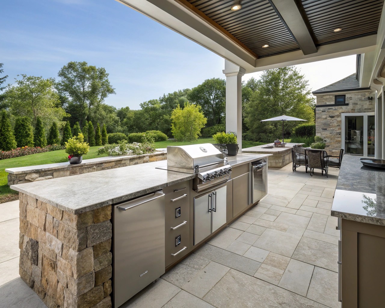 Selecting durable and stylish materials ensures that the outdoor kitchen remains beautiful over time.