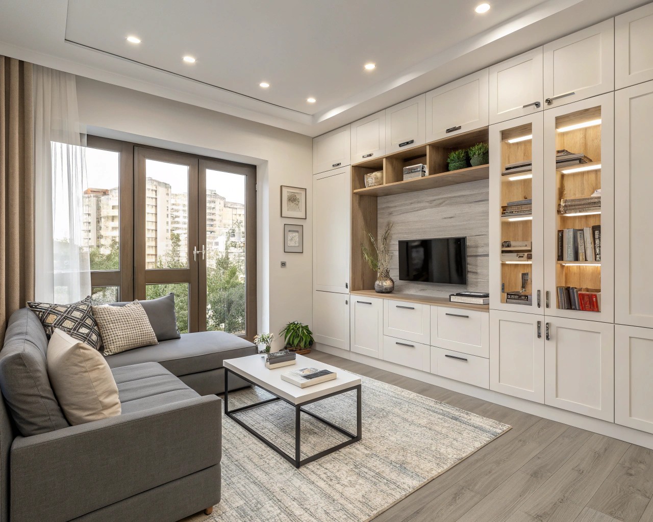 A small room with perfectly scaled furniture, demonstrating the balance between size and space.