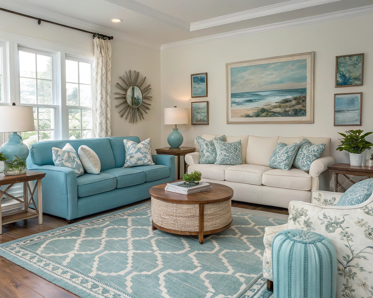 Color and material choices can unify diverse elements for a cohesive look.